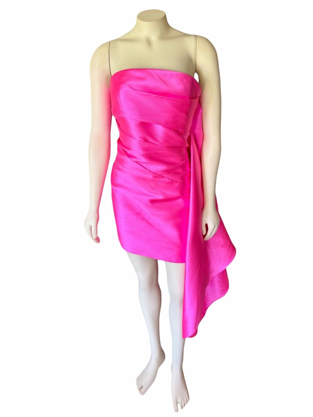 Solace London Elia Strapless Ruffle Mini Dress in Hot Pink Sz 10